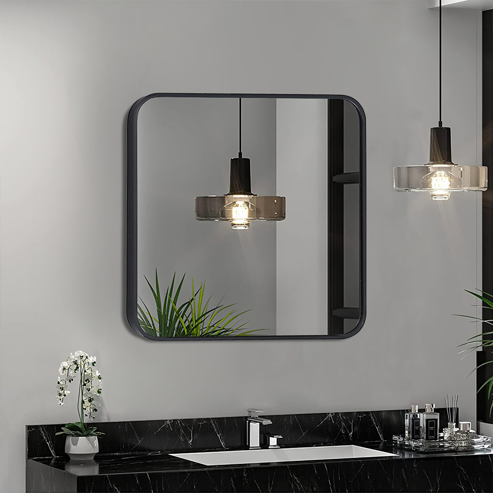 Black 50cm Square Wall Mirror with Aluminum Alloy Frame