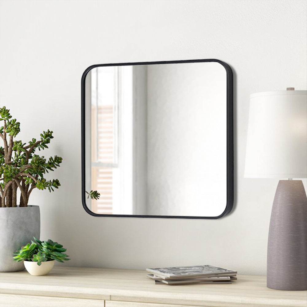 Black 60cm Square Wall Mirror with Aluminum Alloy Frame