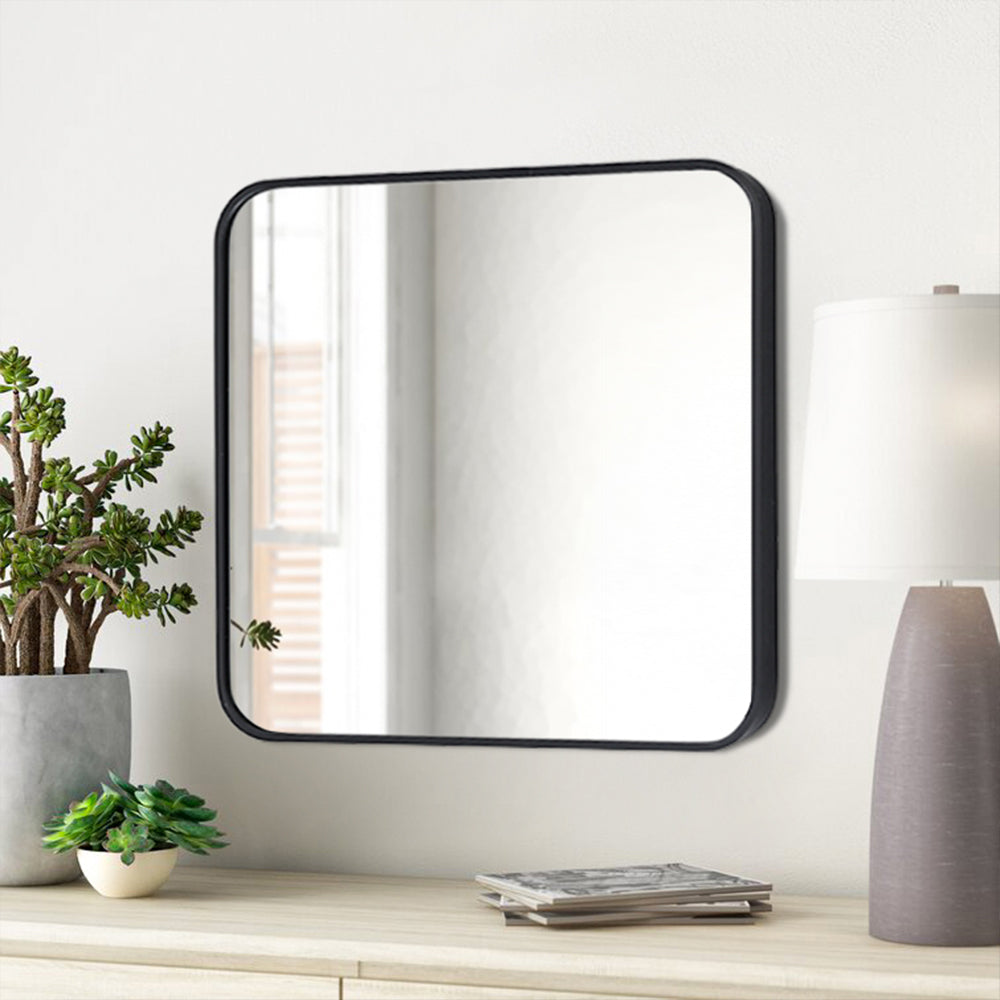 Black 70cm Square Wall Mirror with Aluminum Alloy Frame