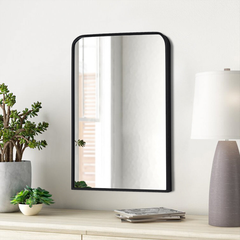 Black 70cm Contemporary Arched Wall Mirror