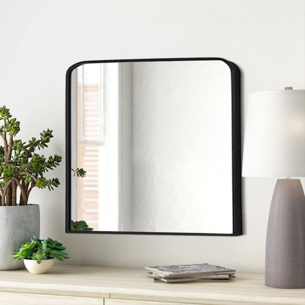 Black 84cm Contemporary Arched Wall Mirror