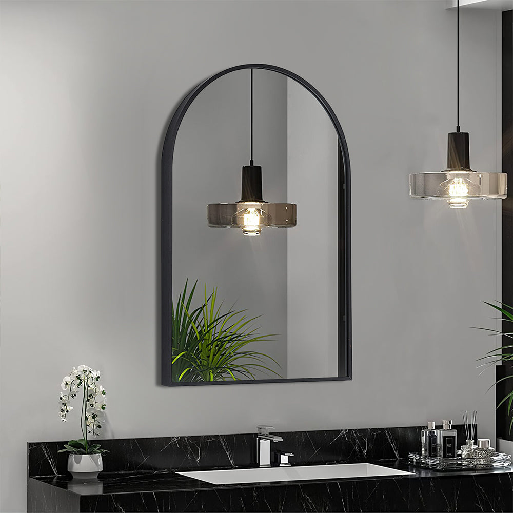 Black 60cm Aluminum Arched Wall Mirror