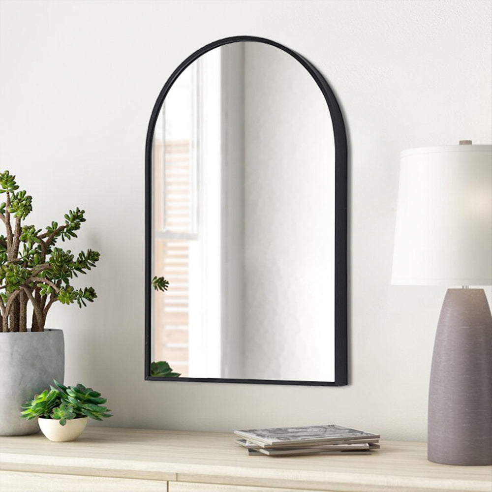 Black 60cm Aluminum Arched Wall Mirror