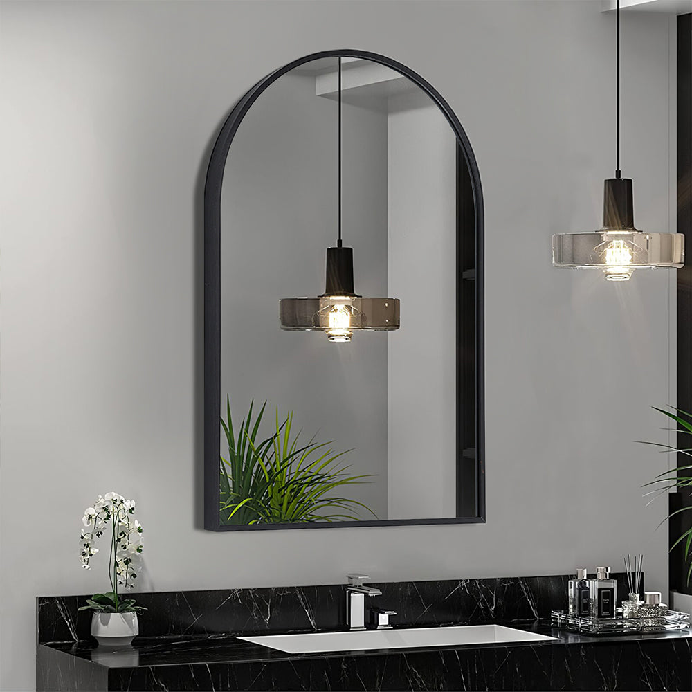 Black 70cm Aluminum Arched Wall Mirror