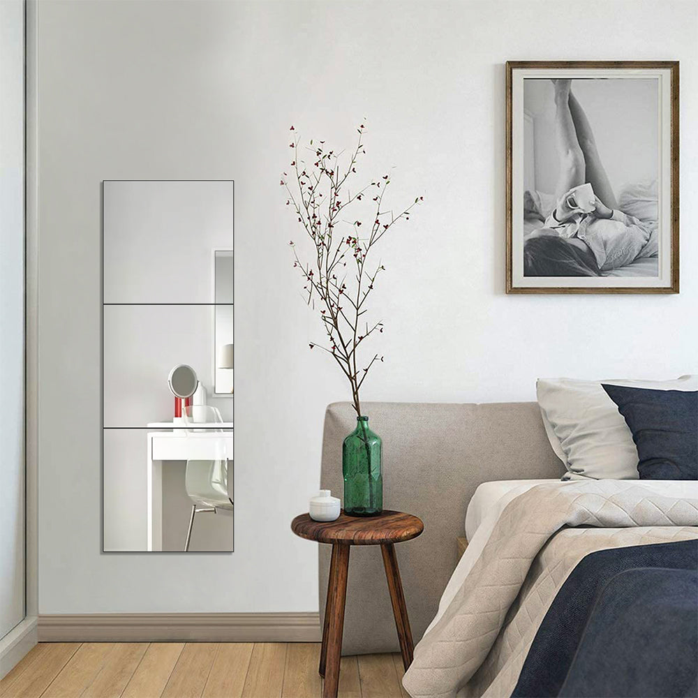 3pcs 40cm Acrylic Adhesive Wall Mirror Tiles