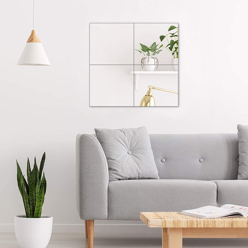 4pcs 30cm Acrylic Adhesive Wall Mirror Tiles