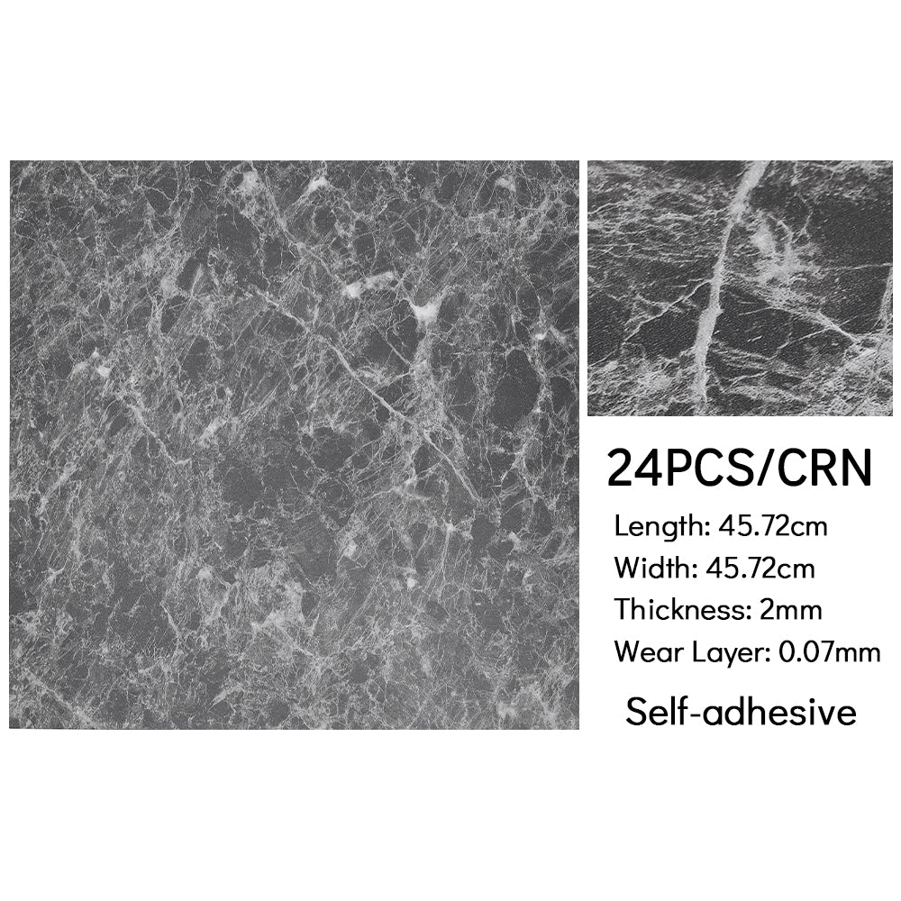 Set of 24 Square Self Adhesive Stone Effect Floor Tiles