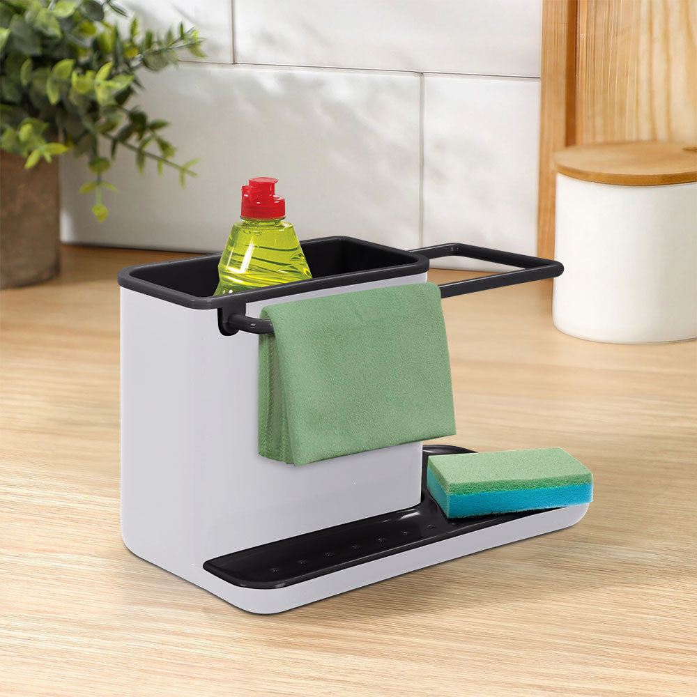 White Kitchen Sponge Cloth Holder Sink Caddy Organiser