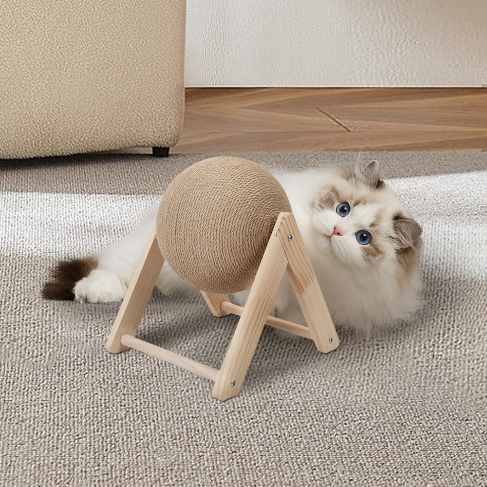 Wooden Cat Scratching Ball Kitten Scratcher Toy