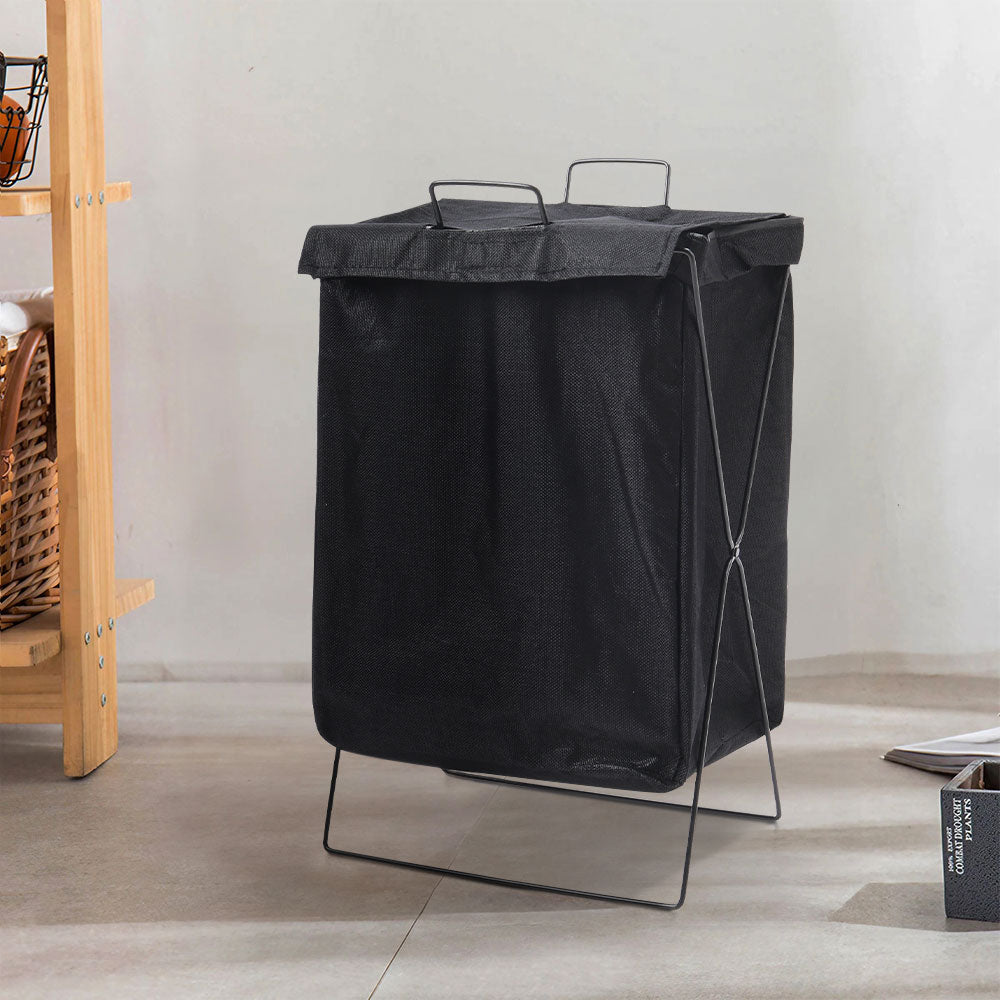 Black Folding Fabric Laundry Basket