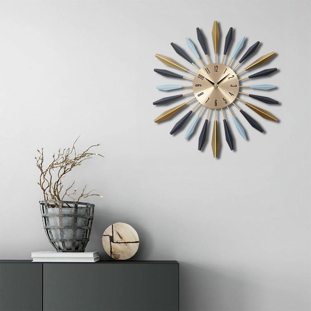 Large Metal Starburst Decorative Wall Clock
