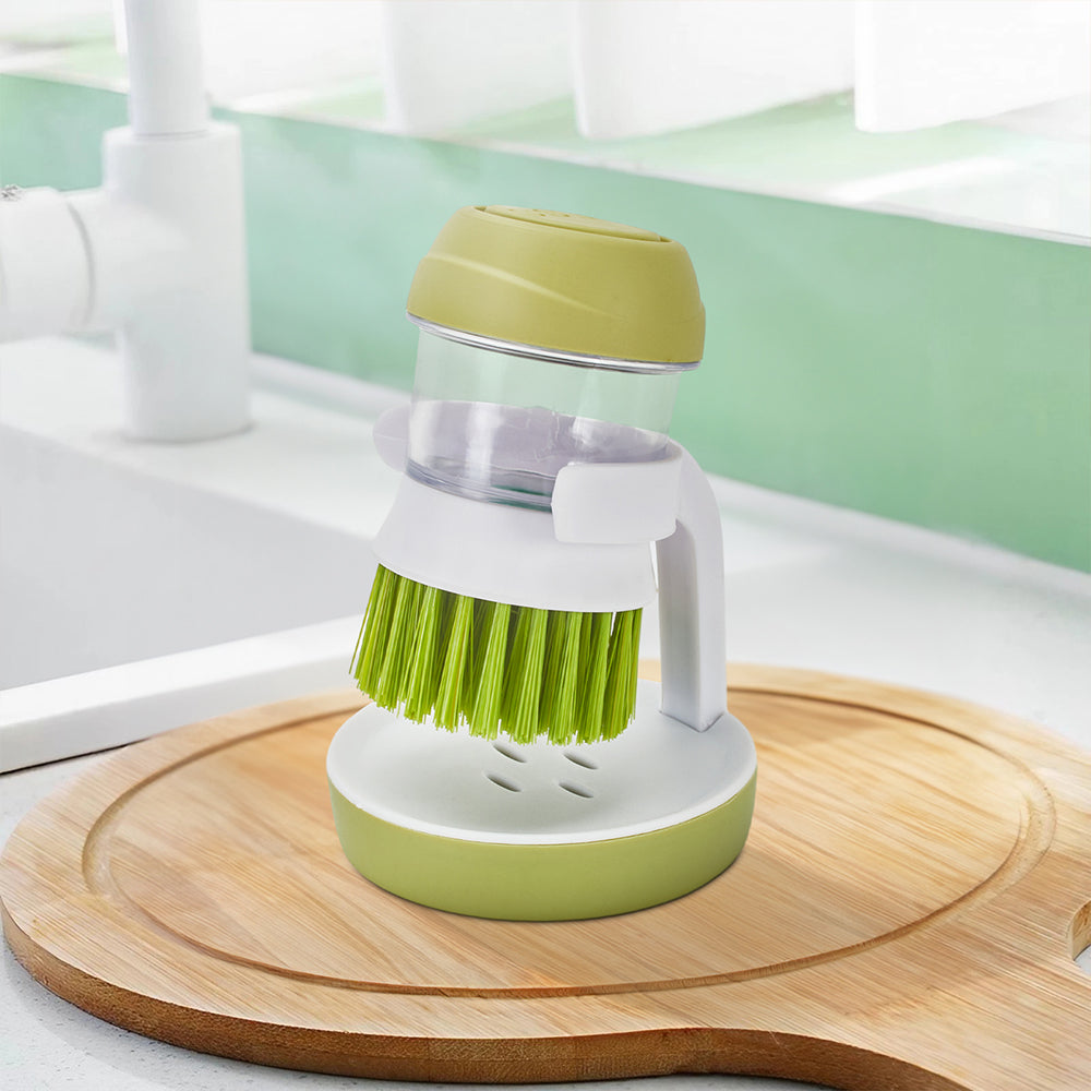 Green Dish Pot Brush with Soap Dispenser