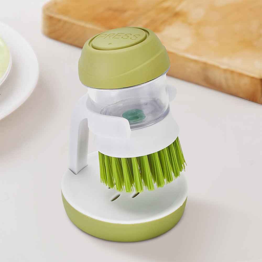 Green Dish Pot Brush with Soap Dispenser