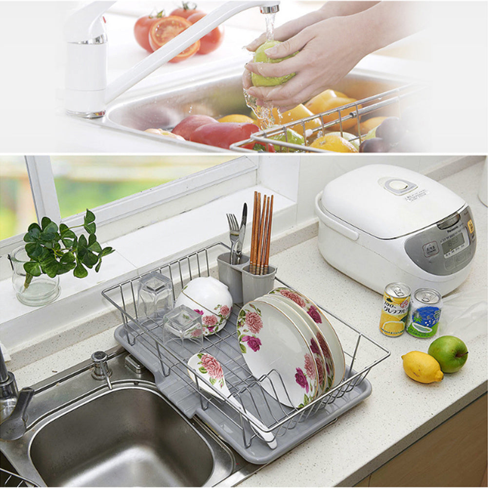 Large Dish Drying Rack with raining Tray Cutlery Holder