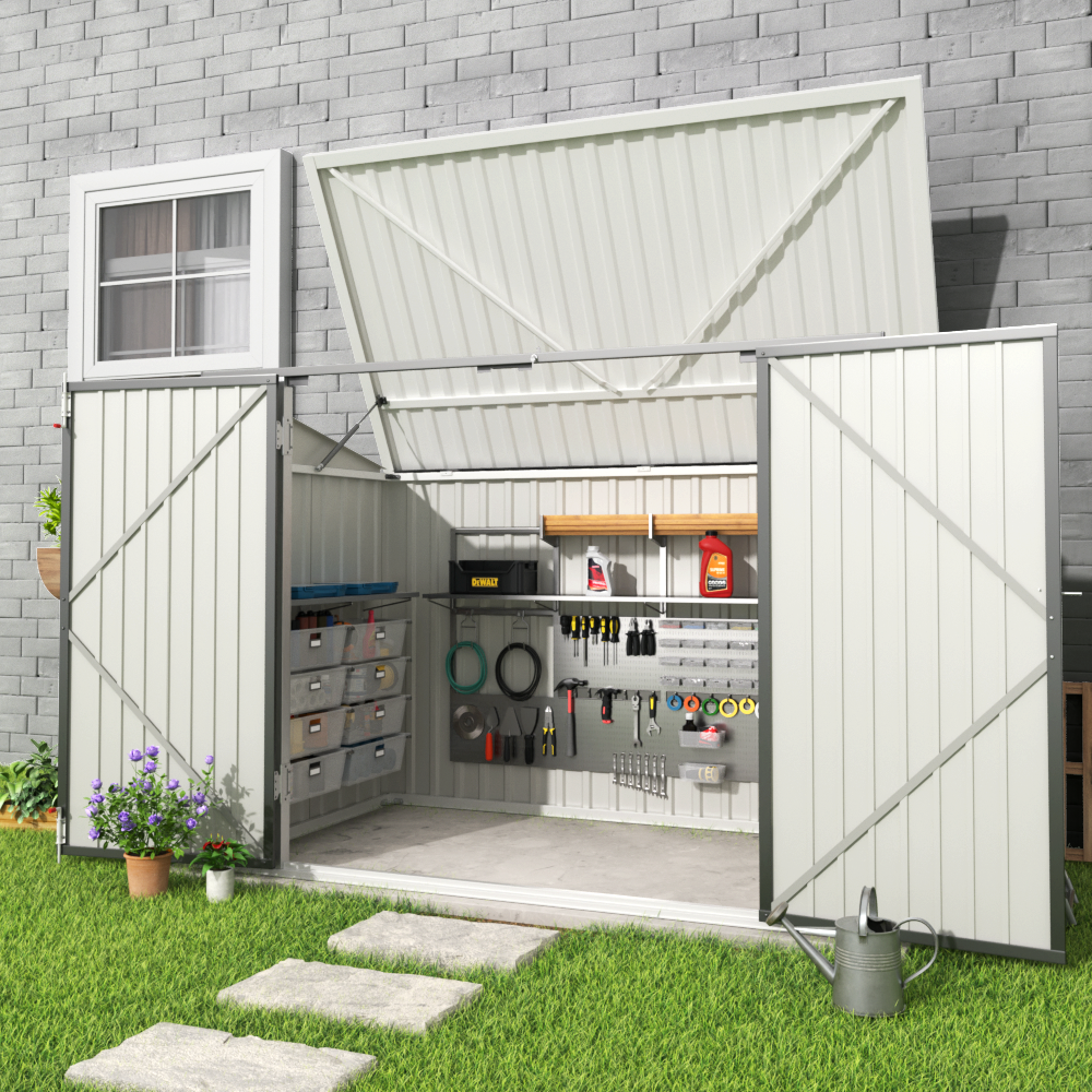 Steel Trash Can Recycle Bin Enclosure Storage Shed