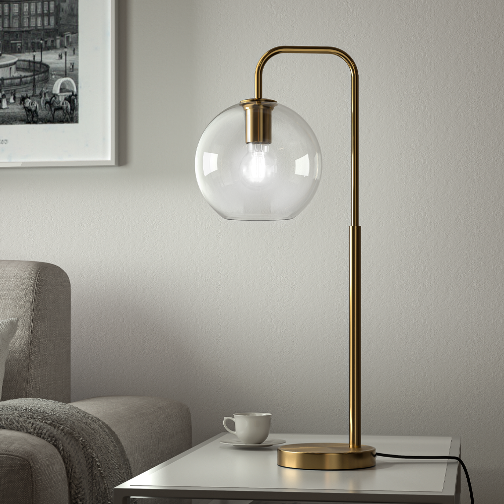 Gold Modern Arc Arm Table Lamp