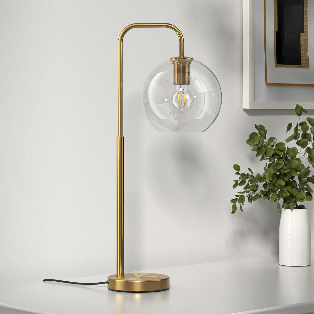 Gold Modern Arc Arm Table Lamp