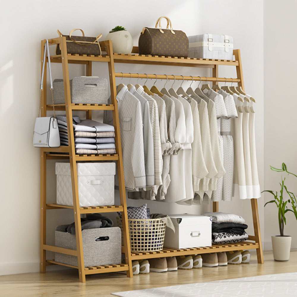 130cm Natural Bamboo Bedroom Garment Clothes Rack
