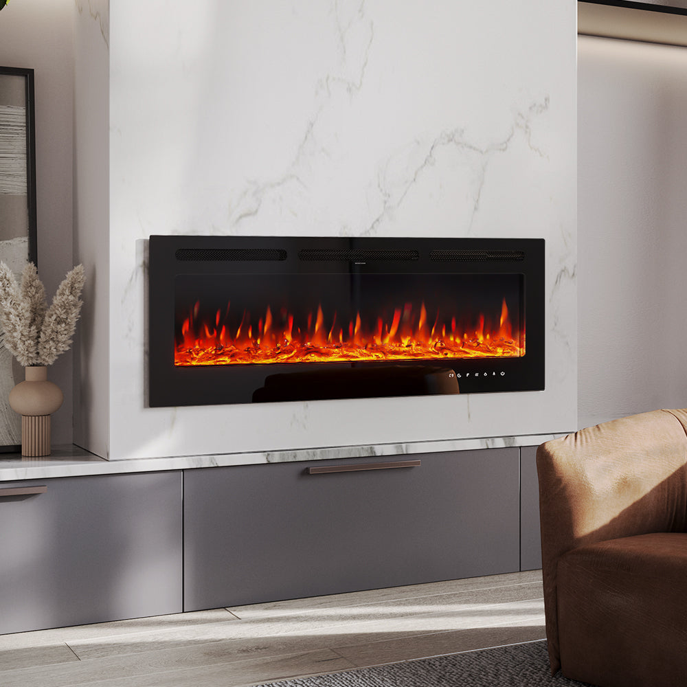 60 Inch LED Electric Fireplace Wall Mounted Wall Insert Heater 9 Flame Colours