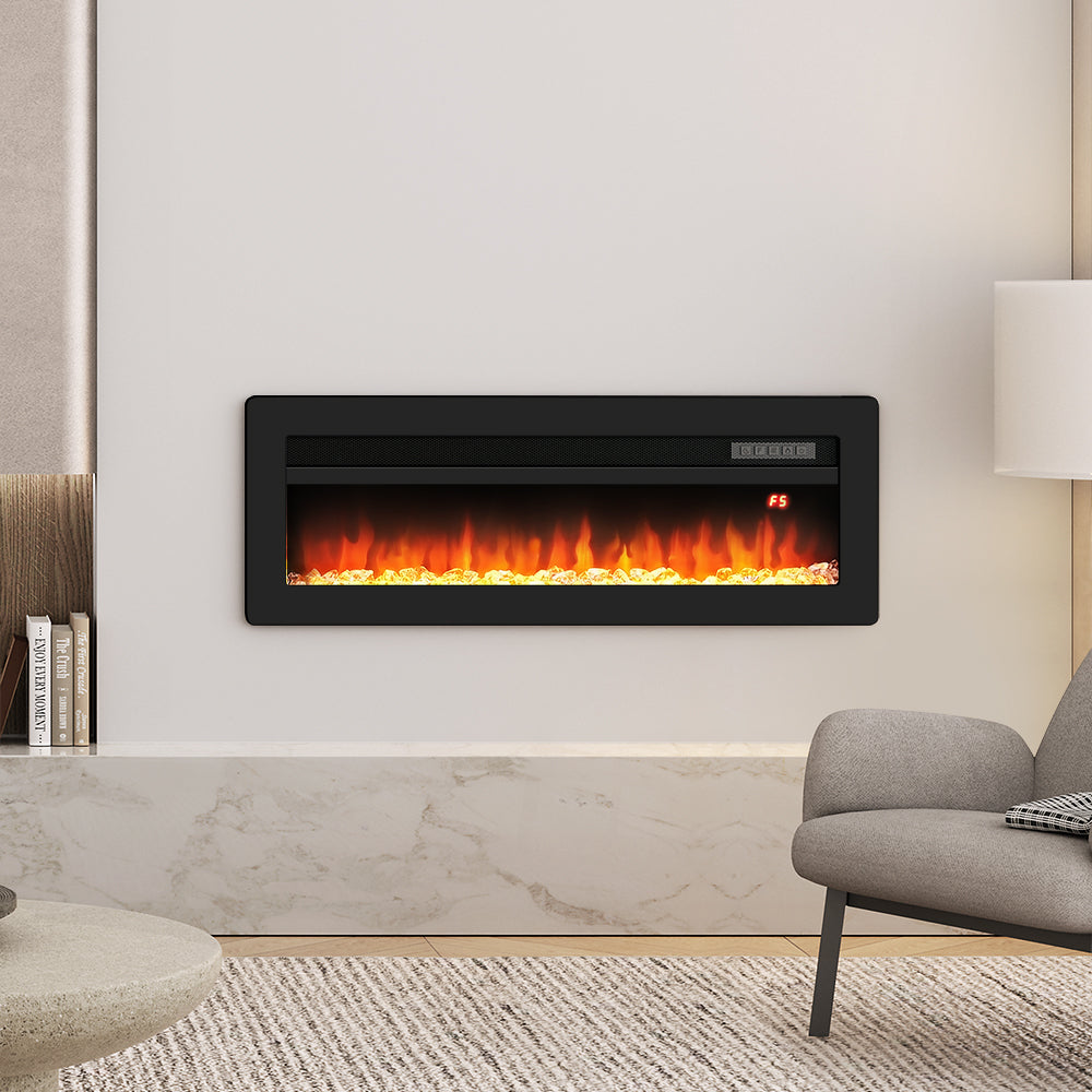 LED Electric Wall Fireplace 9 Flame Colours with Freestanding Leg, Black 40inch