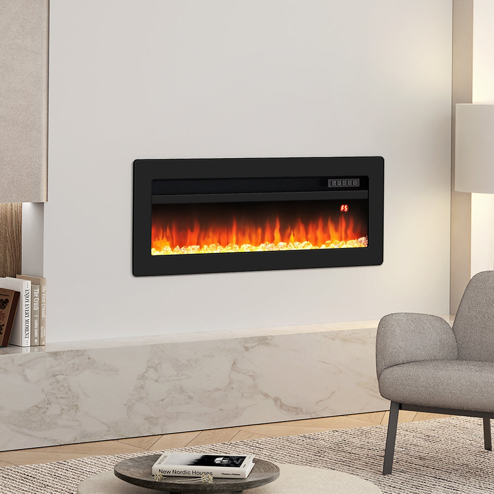 LED Electric Wall Fireplace 9 Flame Colours with Freestanding Leg, Black 40inch