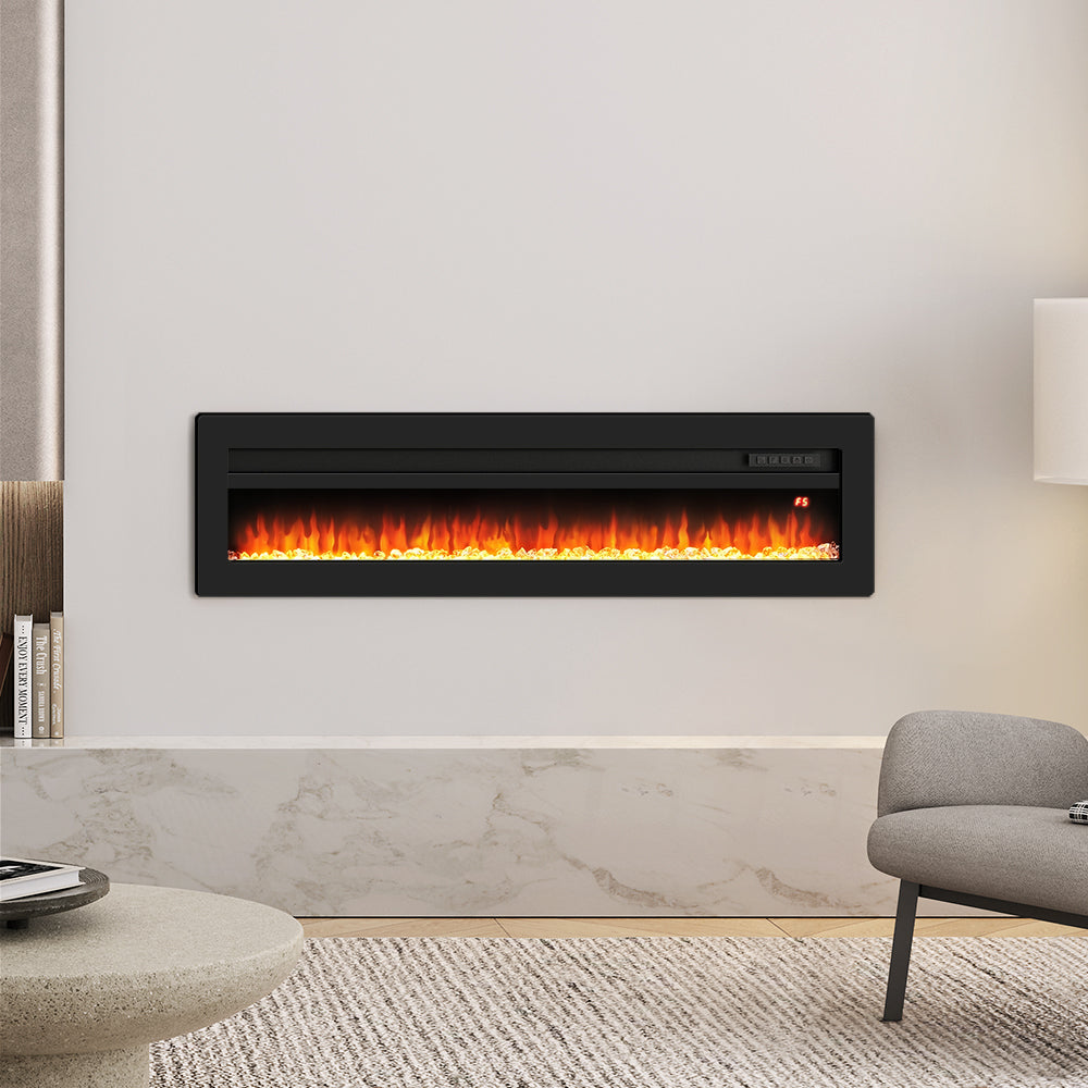 LED Electric Wall Fireplace 9 Flame Colours with Freestanding Leg, Black 50inch