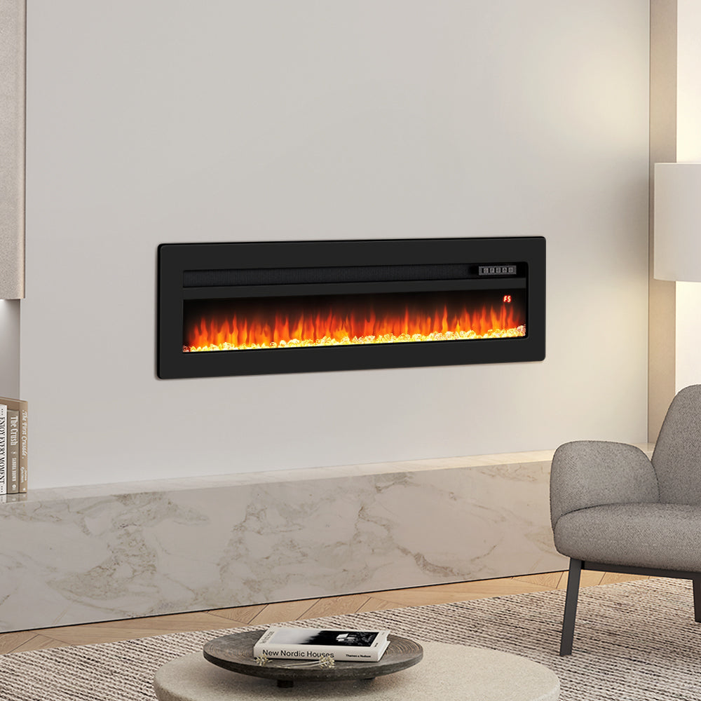 LED Electric Wall Fireplace 9 Flame Colours with Freestanding Leg, Black 50inch