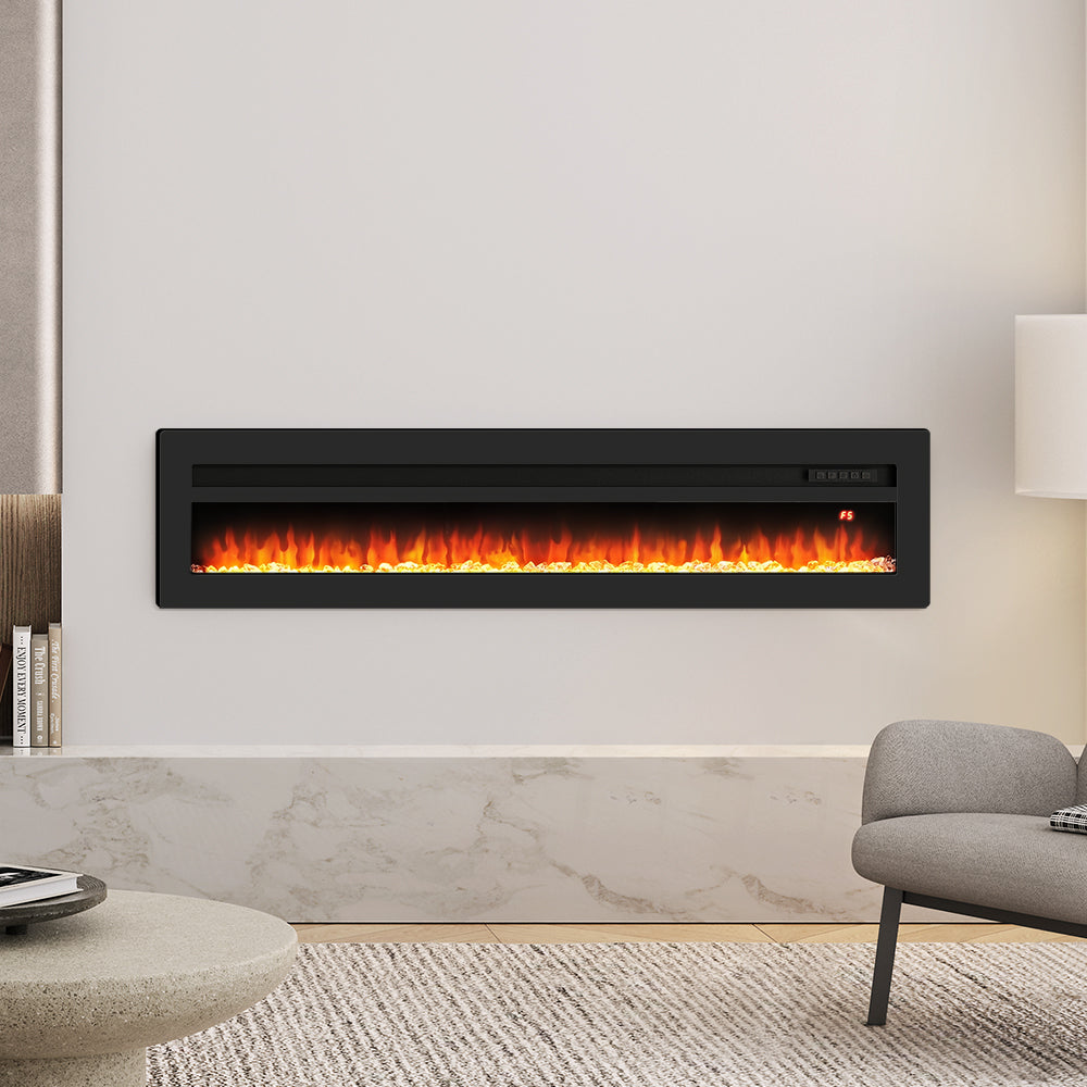 LED Electric Wall Fireplace 9 Flame Colours with Freestanding Leg, Black 60inch