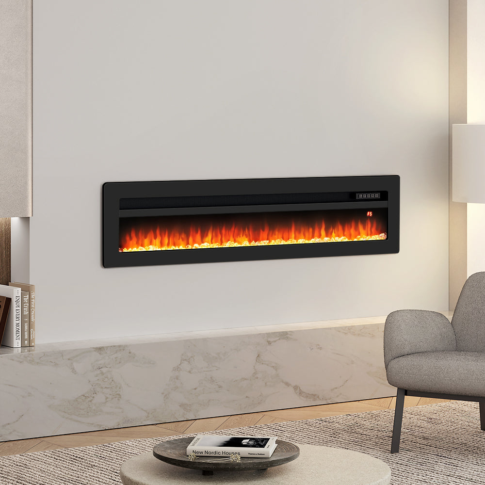 LED Electric Wall Fireplace 9 Flame Colours with Freestanding Leg, Black 60inch