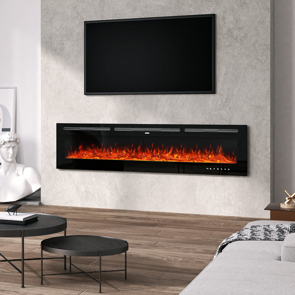 70 Inch LED Electric Fireplace Wall Mounted Wall Insert Heater 9 Flame Colours