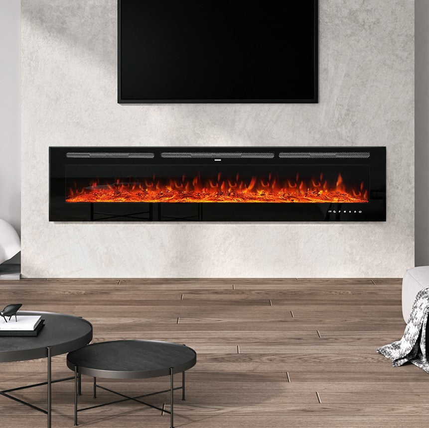 80 Inch LED Electric Fireplace Wall Mounted Wall Insert Heater 9 Flame Colours