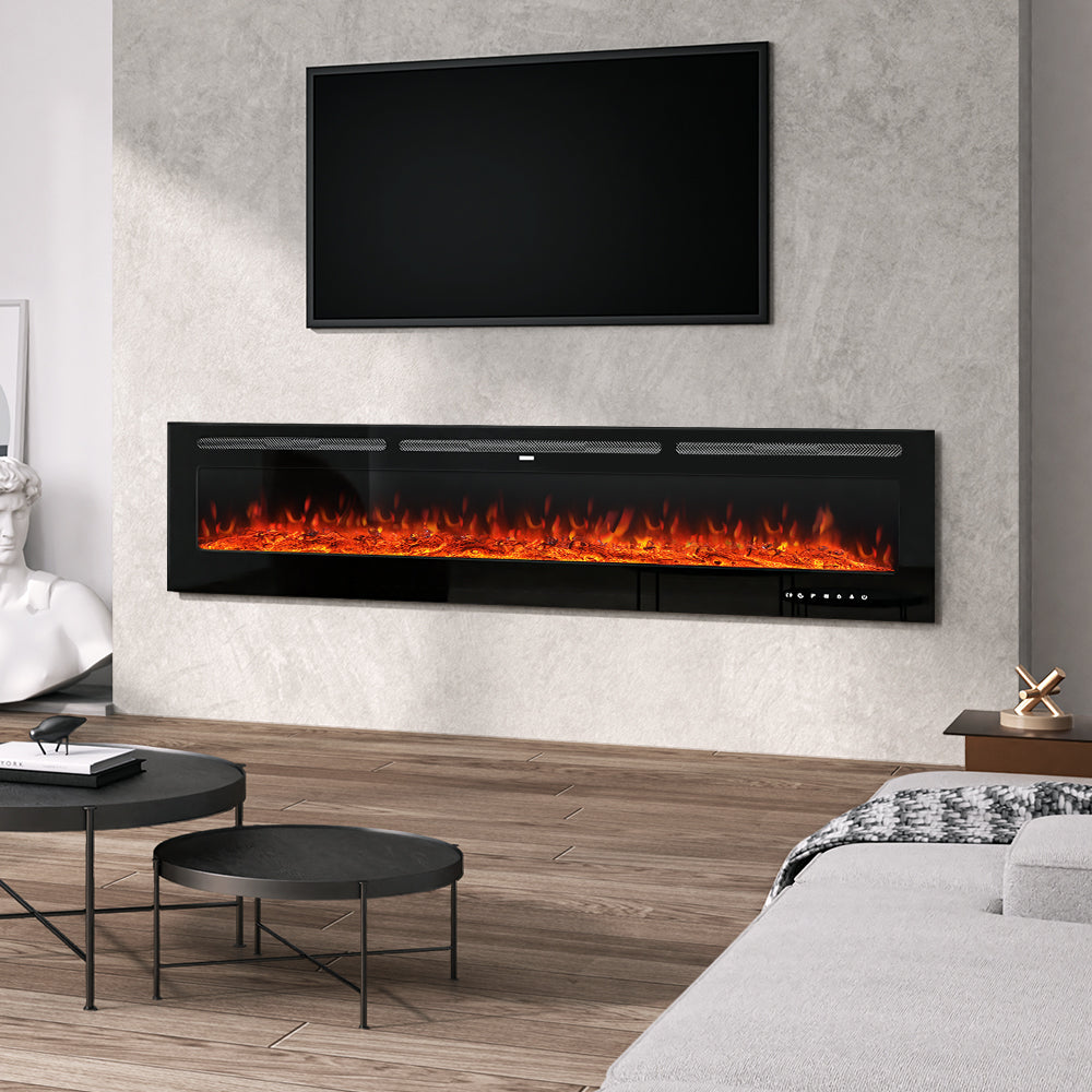 80 Inch LED Electric Fireplace Wall Mounted Wall Insert Heater 9 Flame Colours
