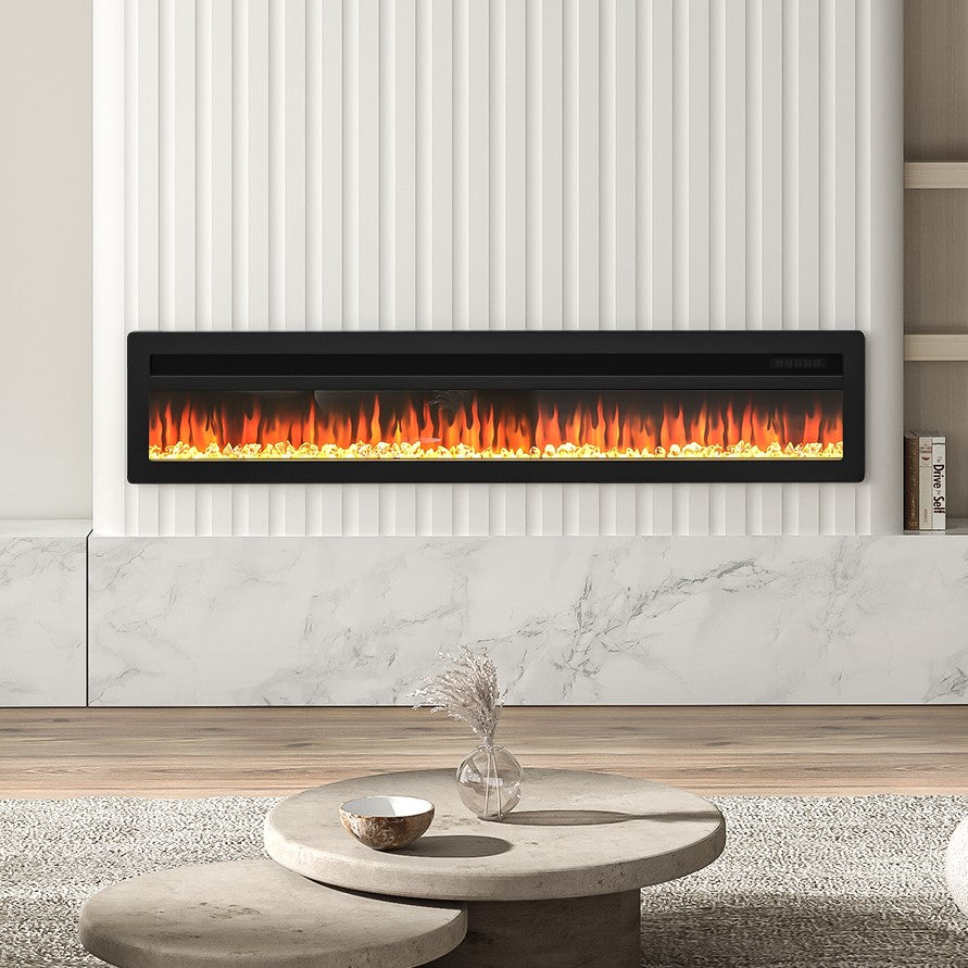 LED Electric Wall Fireplace 9 Flame Colours with Freestanding Leg, Black 70inch