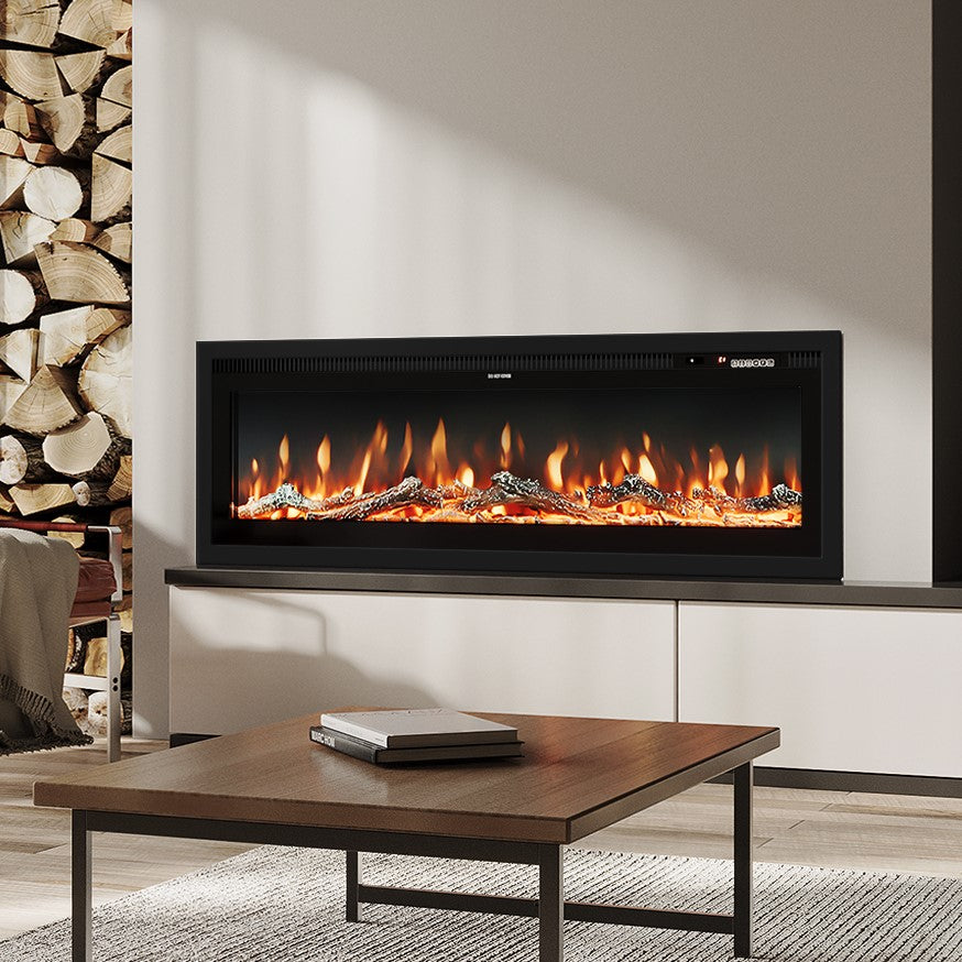40 Inch LED Recessed Wall Mounted Freestanding Electric Fireplace 5120 BTU 12 Flame Colors