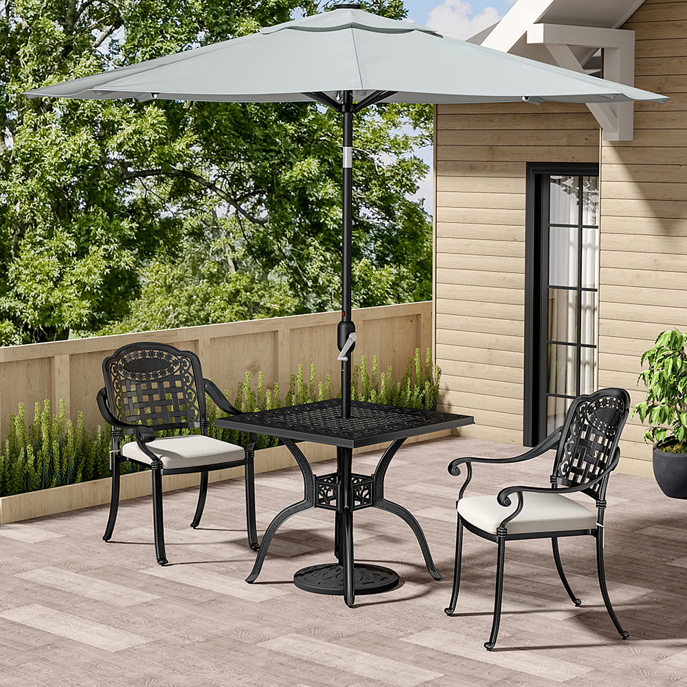 Set of 3 Cast Aluminum Square Outdoor Dining Set