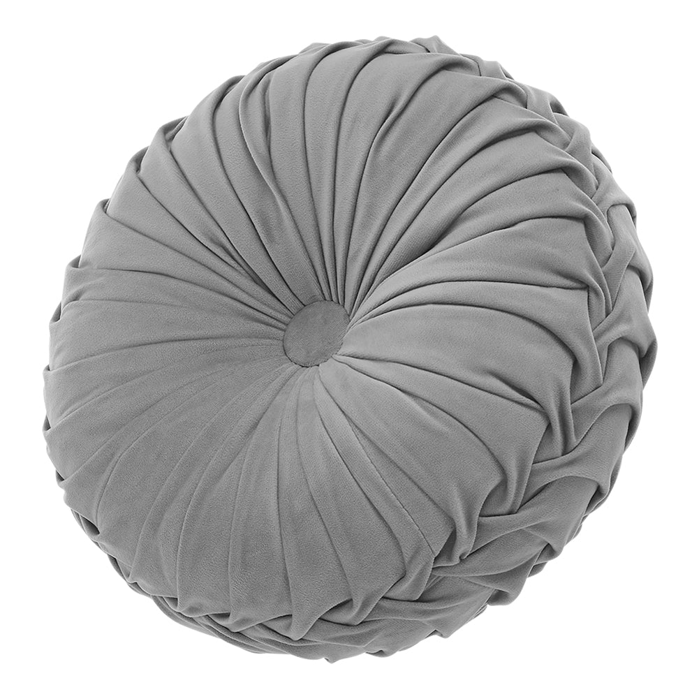 Velvet Round Floral Wrinkle pillow Cushion, Grey 35CM