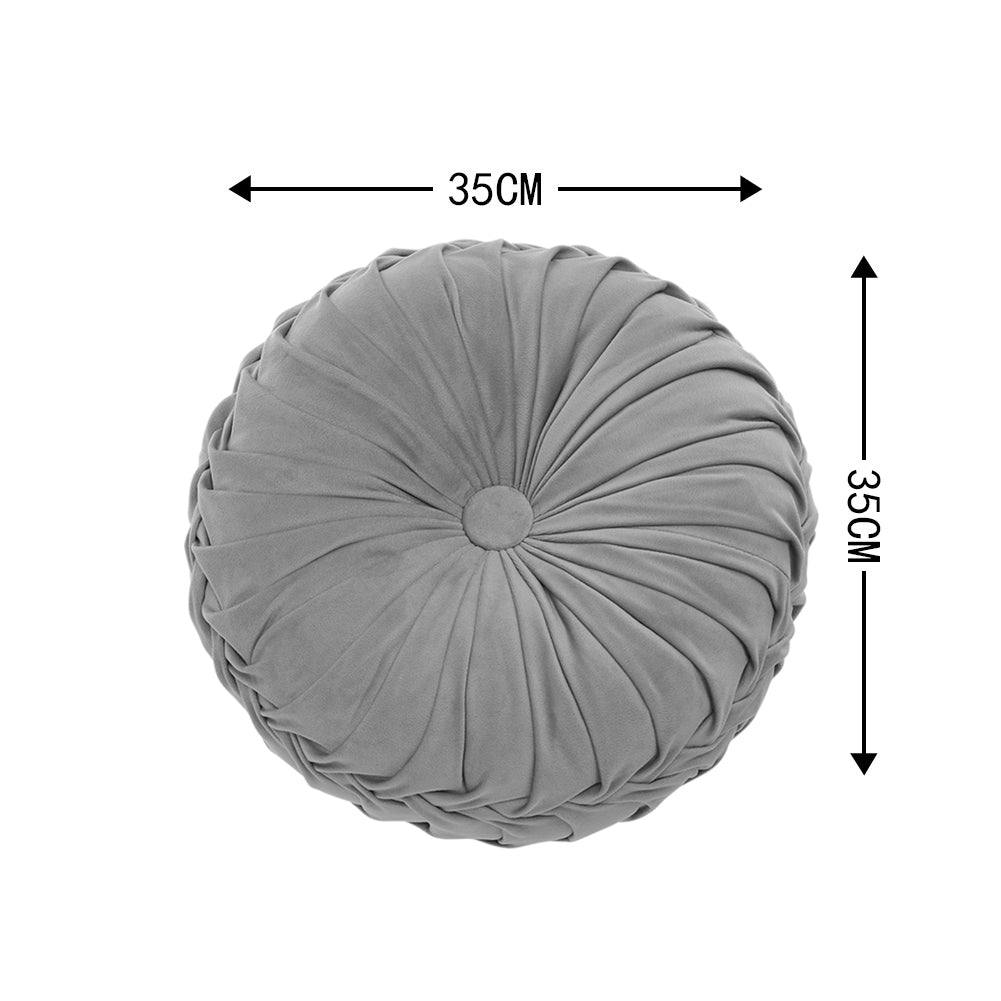 Velvet Round Floral Wrinkle pillow Cushion, Grey 35CM