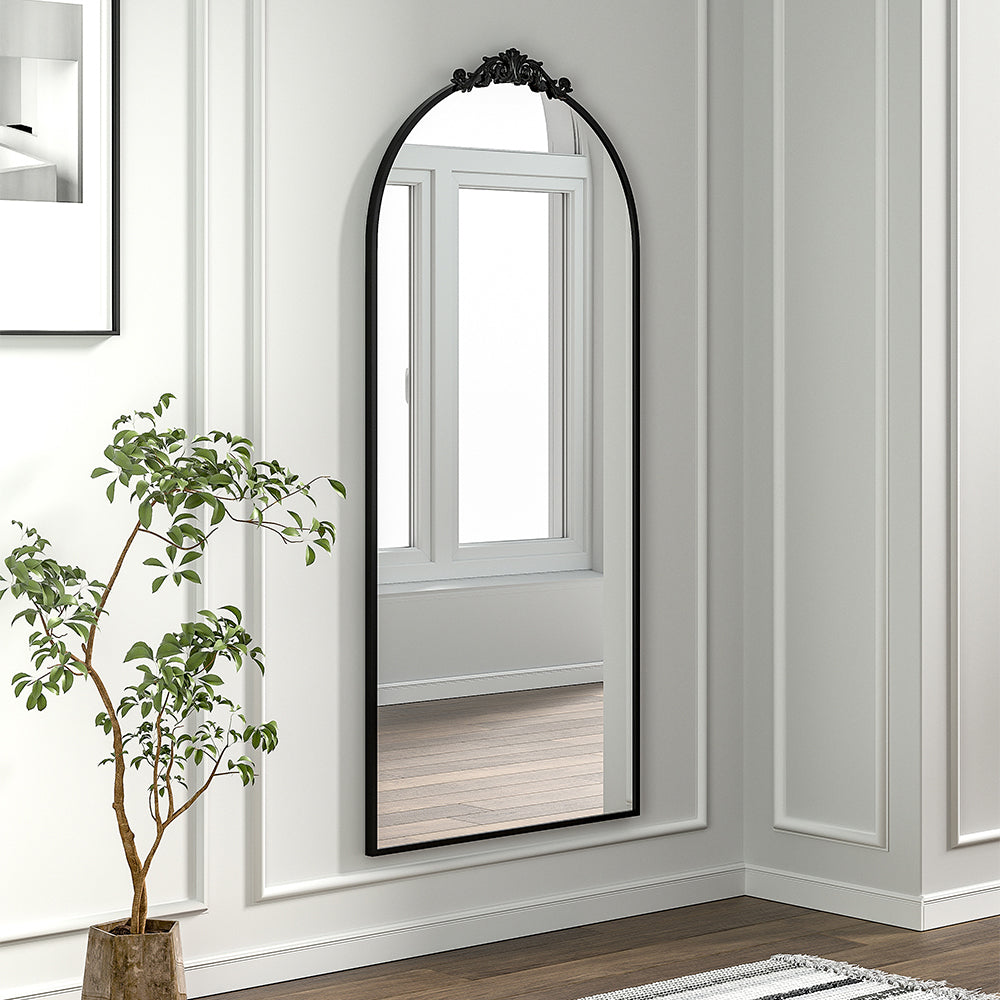 Vintage Inspired Black Metal Framed Accent Mirror