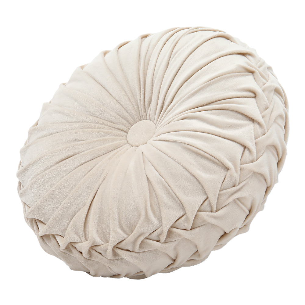 Velvet Round Floral Wrinkle pillow Cushion, Beige 45CM