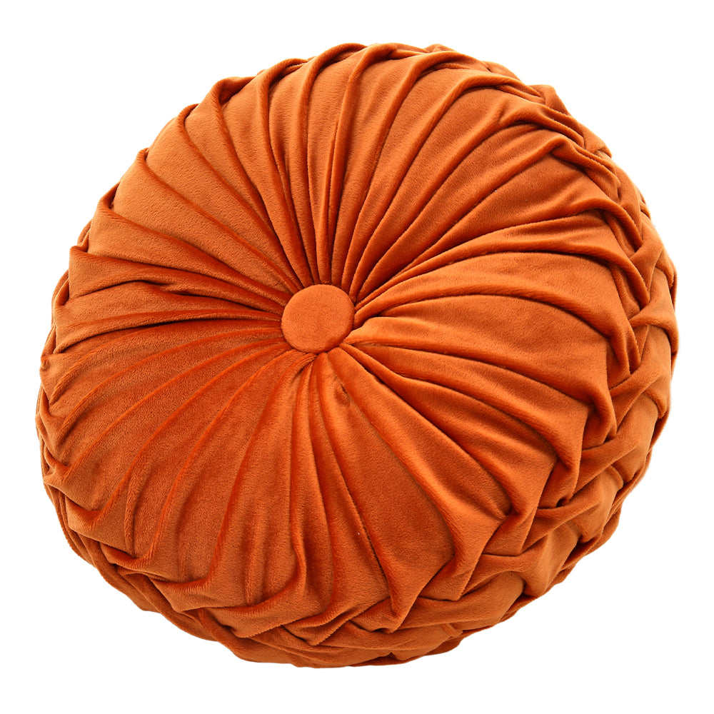 Velvet Round Floral Wrinkle pillow Cushion, Orange 45CM