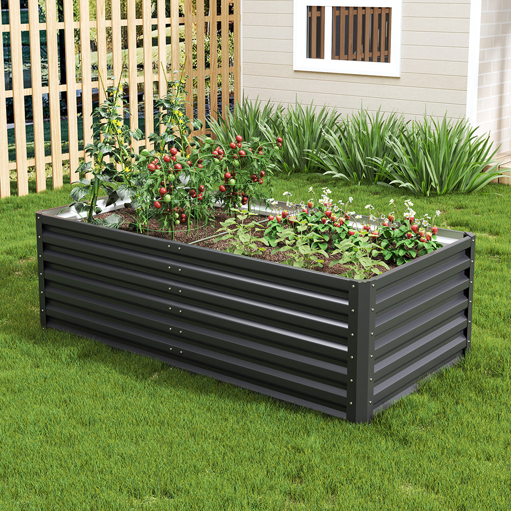 Charcoal Black Metal Rectangular Raised Garden Bed