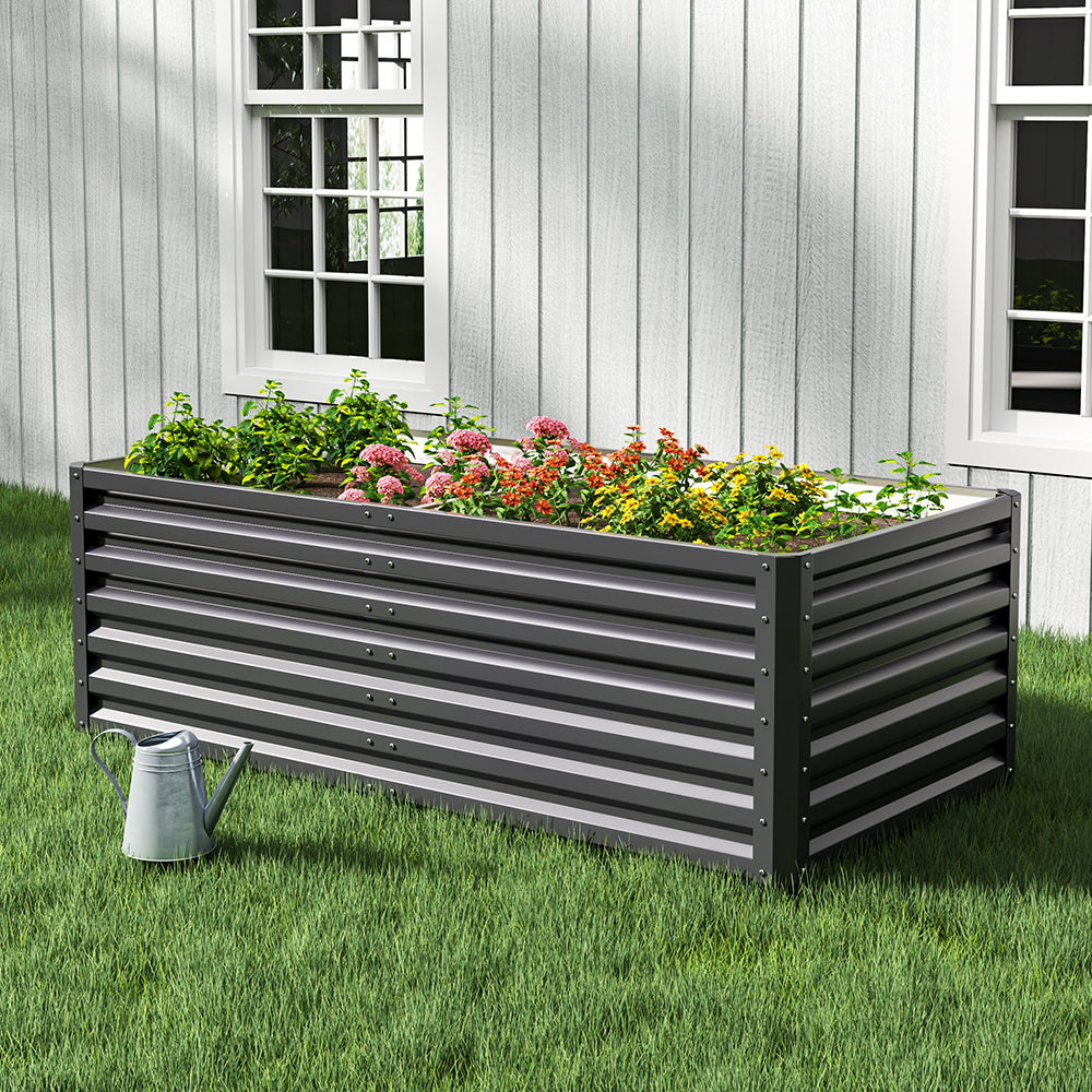 Charcoal Black Metal Rectangular Raised Garden Bed