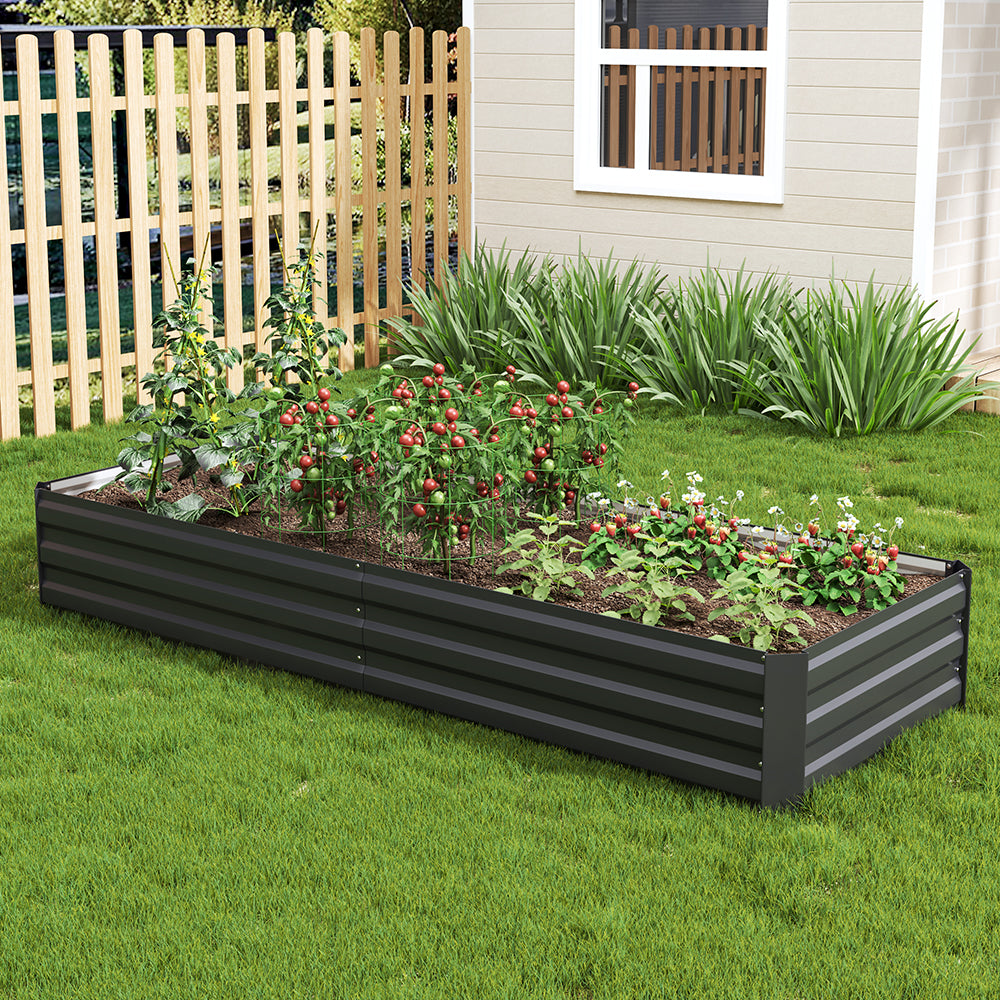 Charcoal Black Outdoor Rectangular Metal Raised Garden Bed