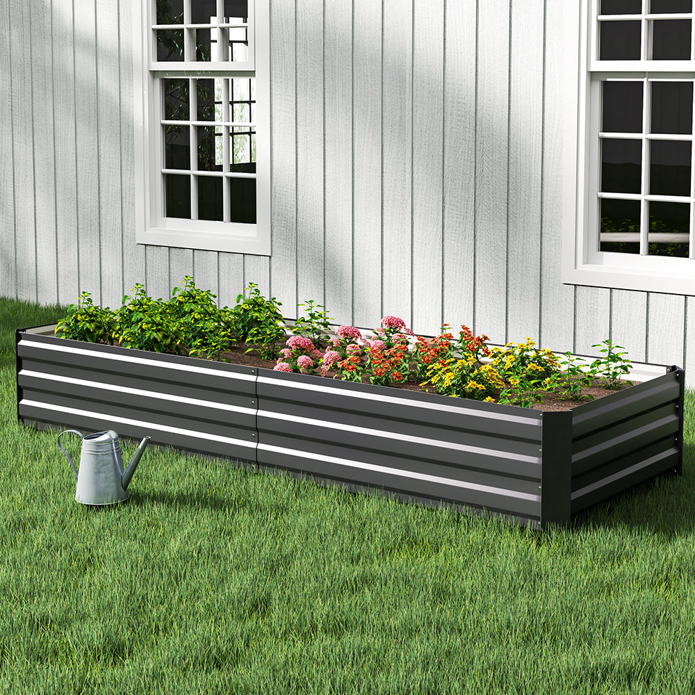 Charcoal Black Outdoor Rectangular Metal Raised Garden Bed