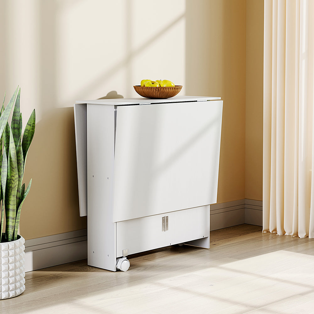 Multifunctional Folding Dining Table for Small Spaces with 2 tier Shelves