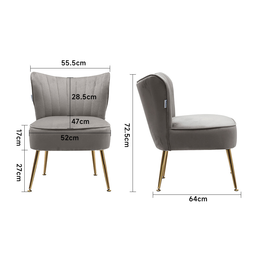 Velvet Cocktail Accent Chair, Grey