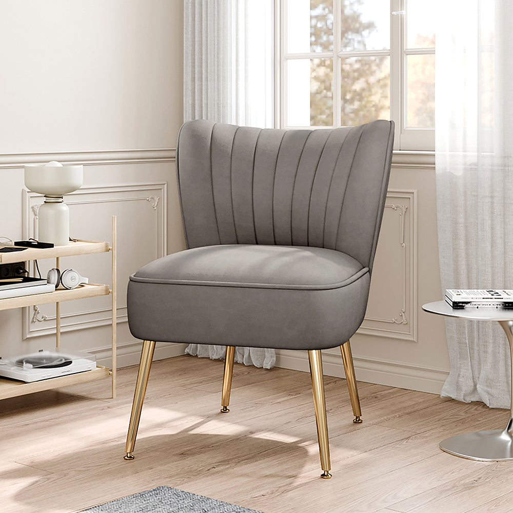 Velvet Cocktail Accent Chair, Grey