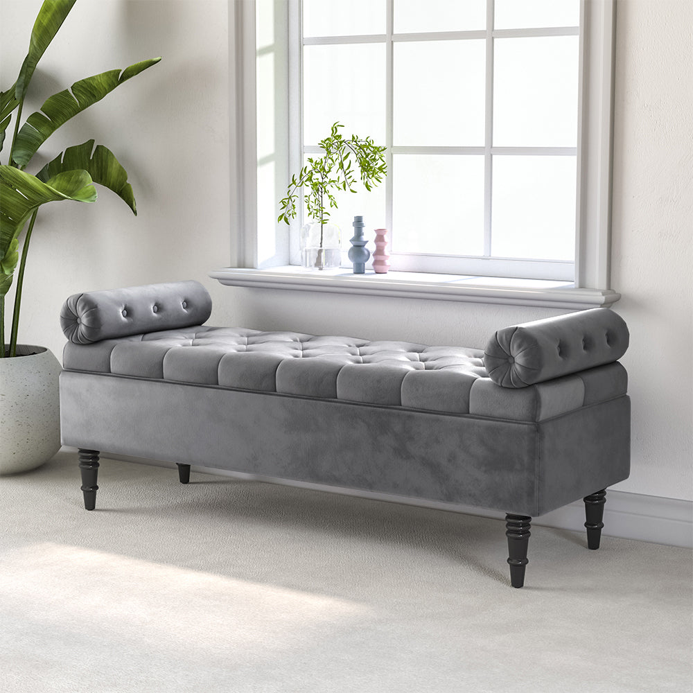 Luxury Flip Top Storage Bench with Hidden Compartment Plush Velvet Extra Seating