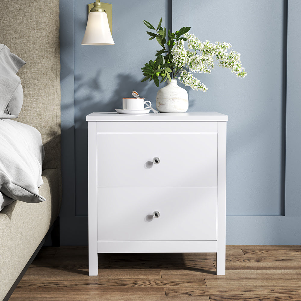 White Wooden Storage Cabinet with 2 Drawers