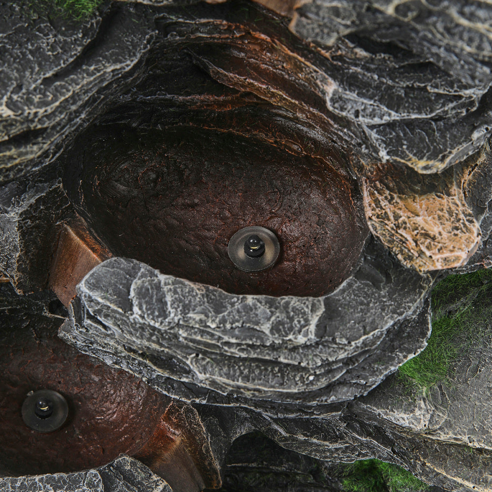 5 Tier Bowl Outdoor Solar Powered Water Fountain Rockery Decor with LED Light